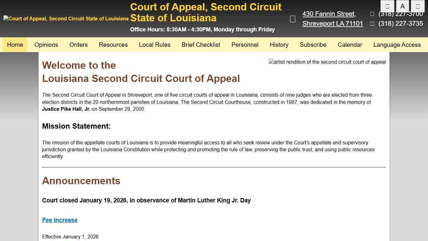 Court of Appeal, Second Circuit State of Louisiana